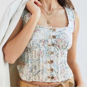 Anthropologie Pilcro Corset Tank Top Size Large Cottage Core Feminine Coquette